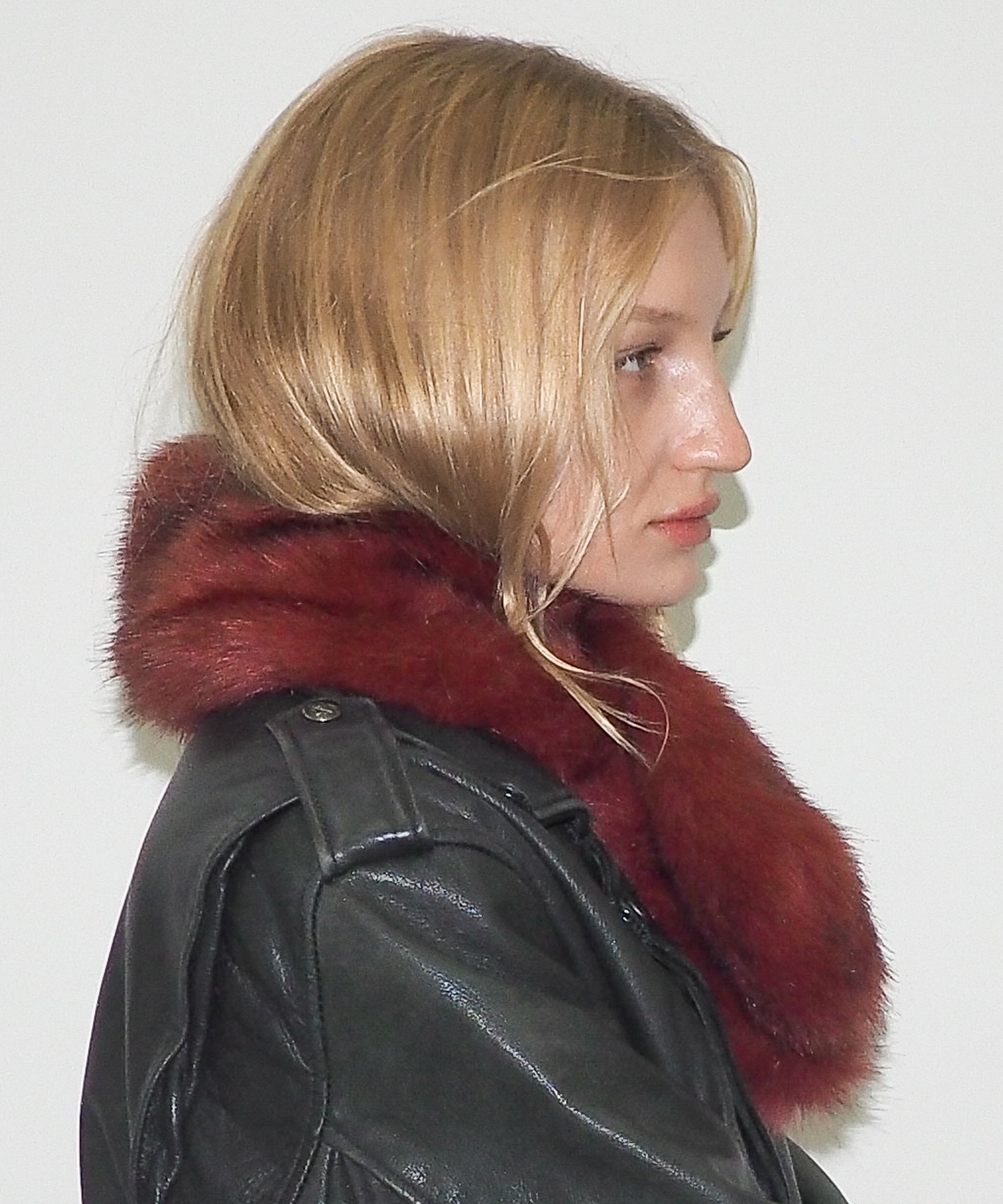 Sue Scarf in Red Faux Fox - CLYDE