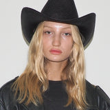 Cowboy Hat in Black Toquilla Straw - CLYDE