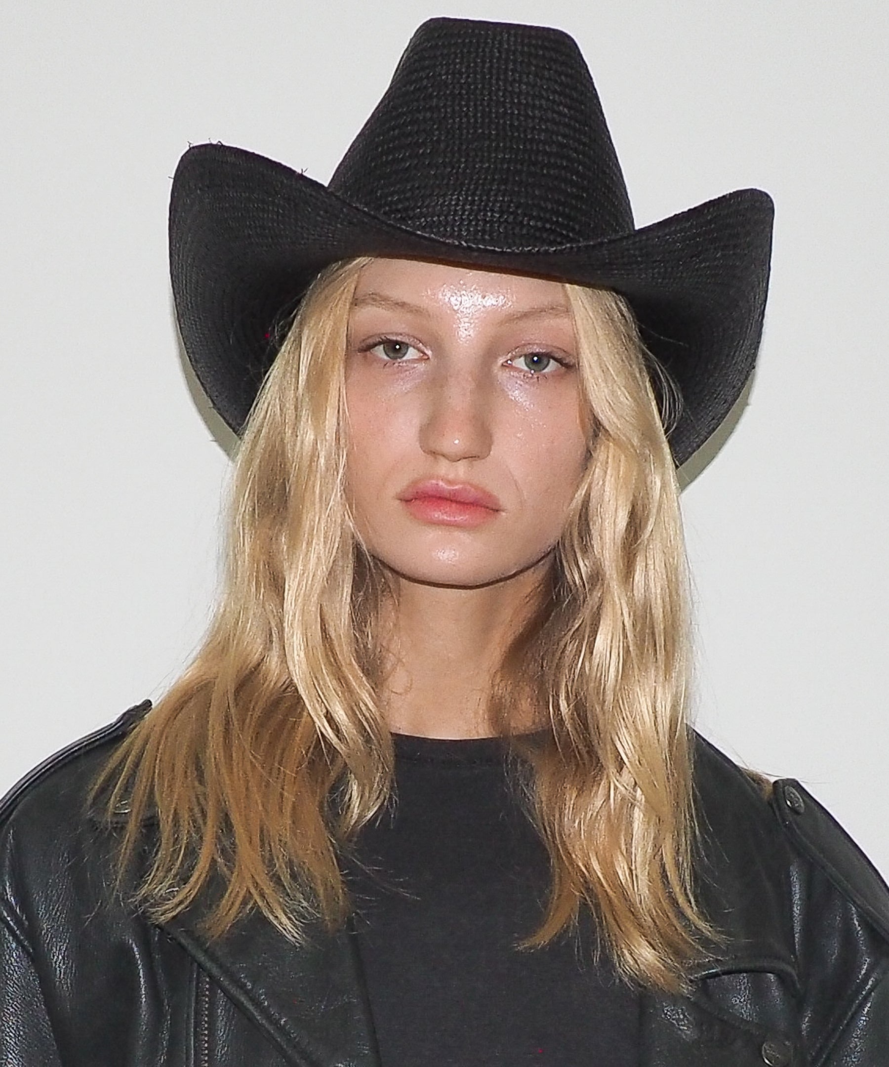 Cowboy Hat in Black Toquilla Straw - CLYDE