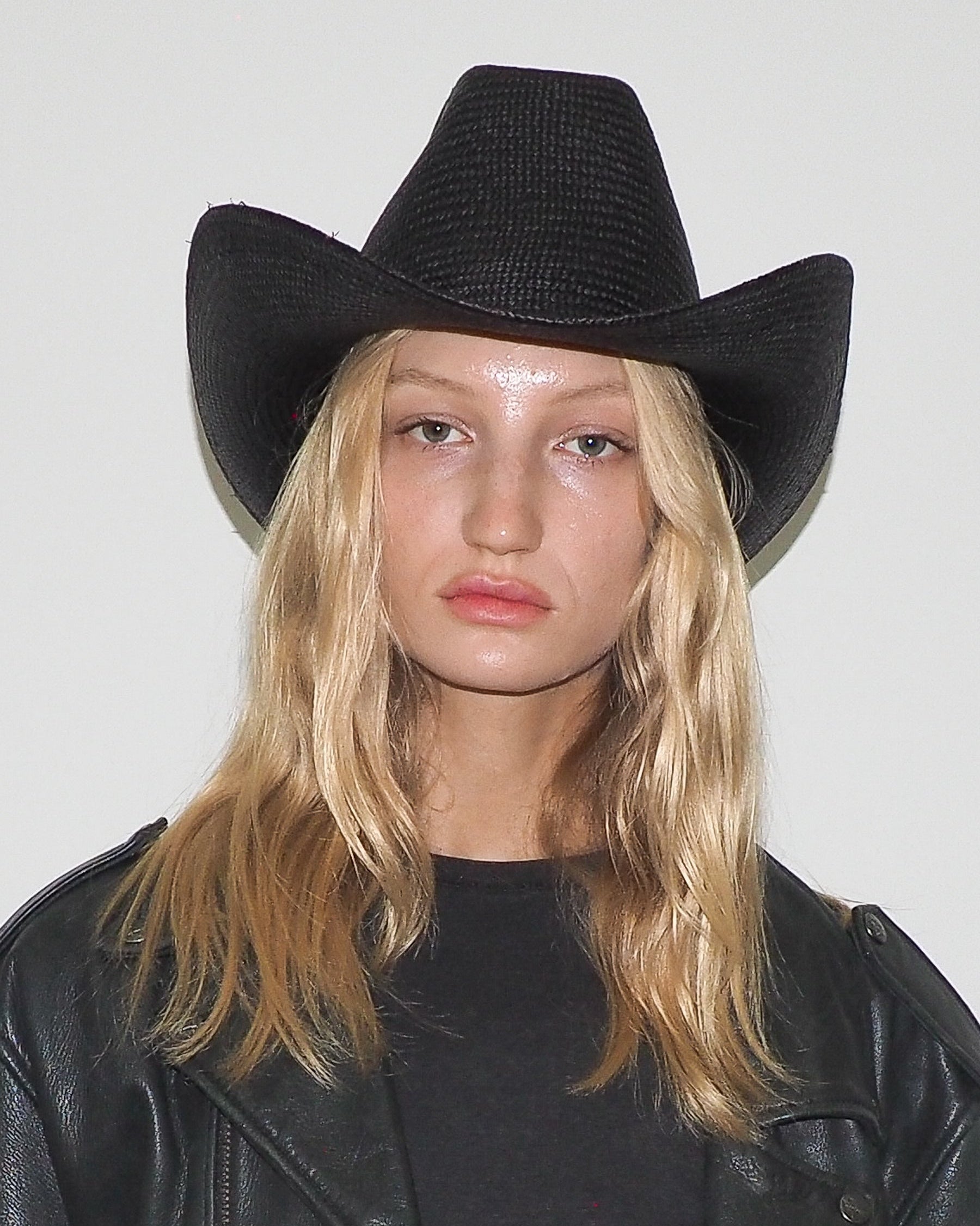 Cowboy Hat in Black Toquilla Straw - CLYDE