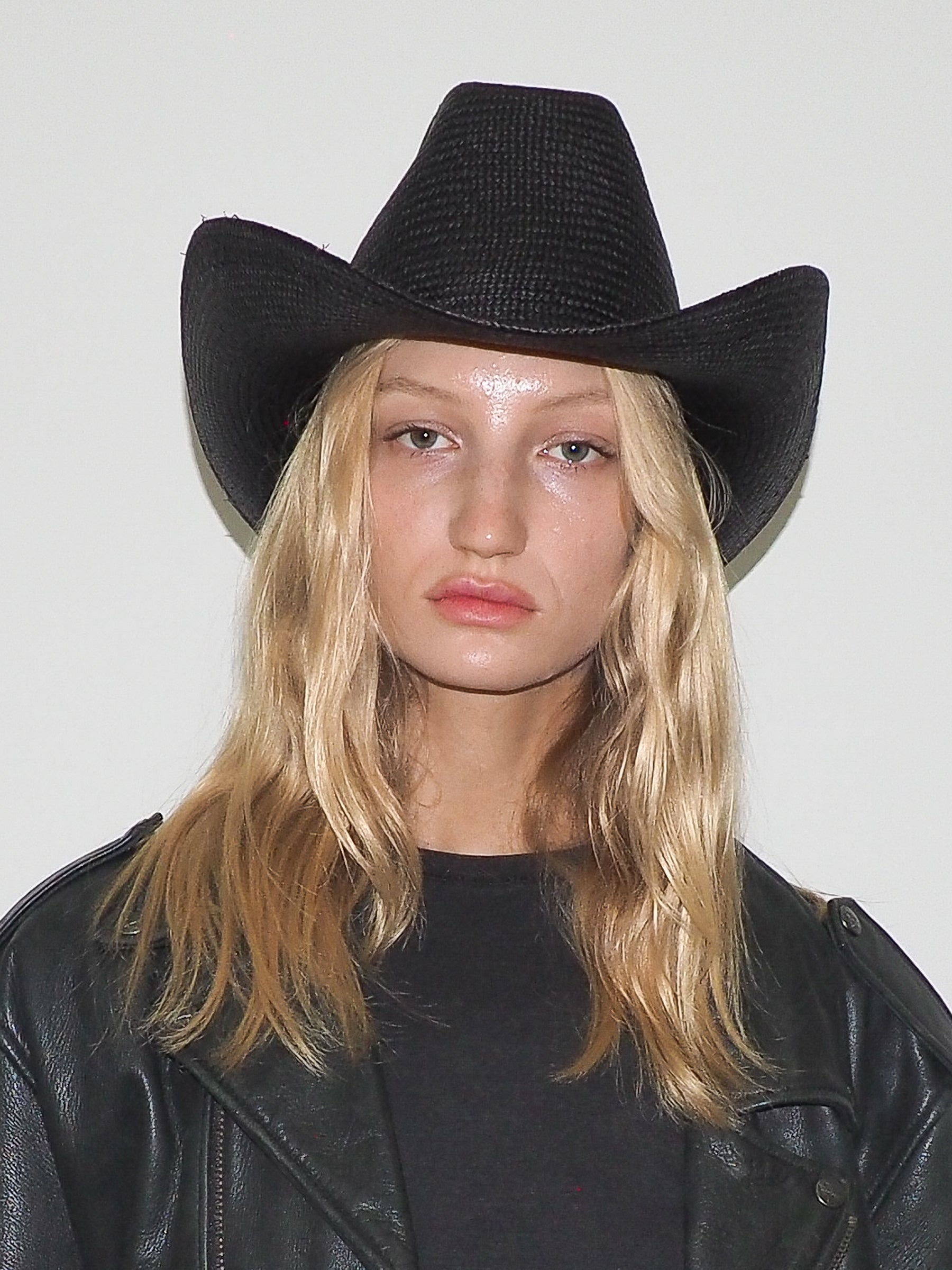 Cowboy Hat in Black Toquilla Straw - CLYDE