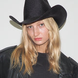 Cowboy Hat in Black Toquilla Straw - CLYDE