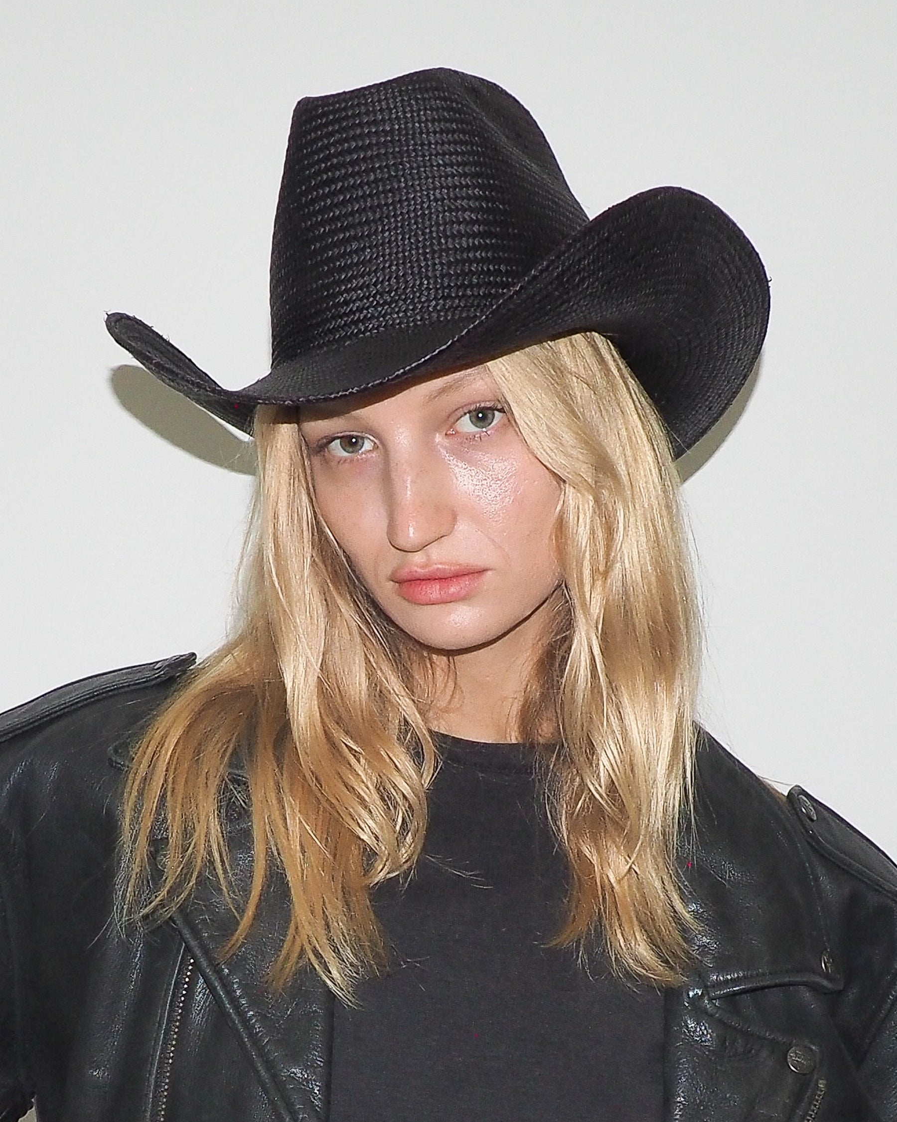 Cowboy Hat in Black Toquilla Straw - CLYDE