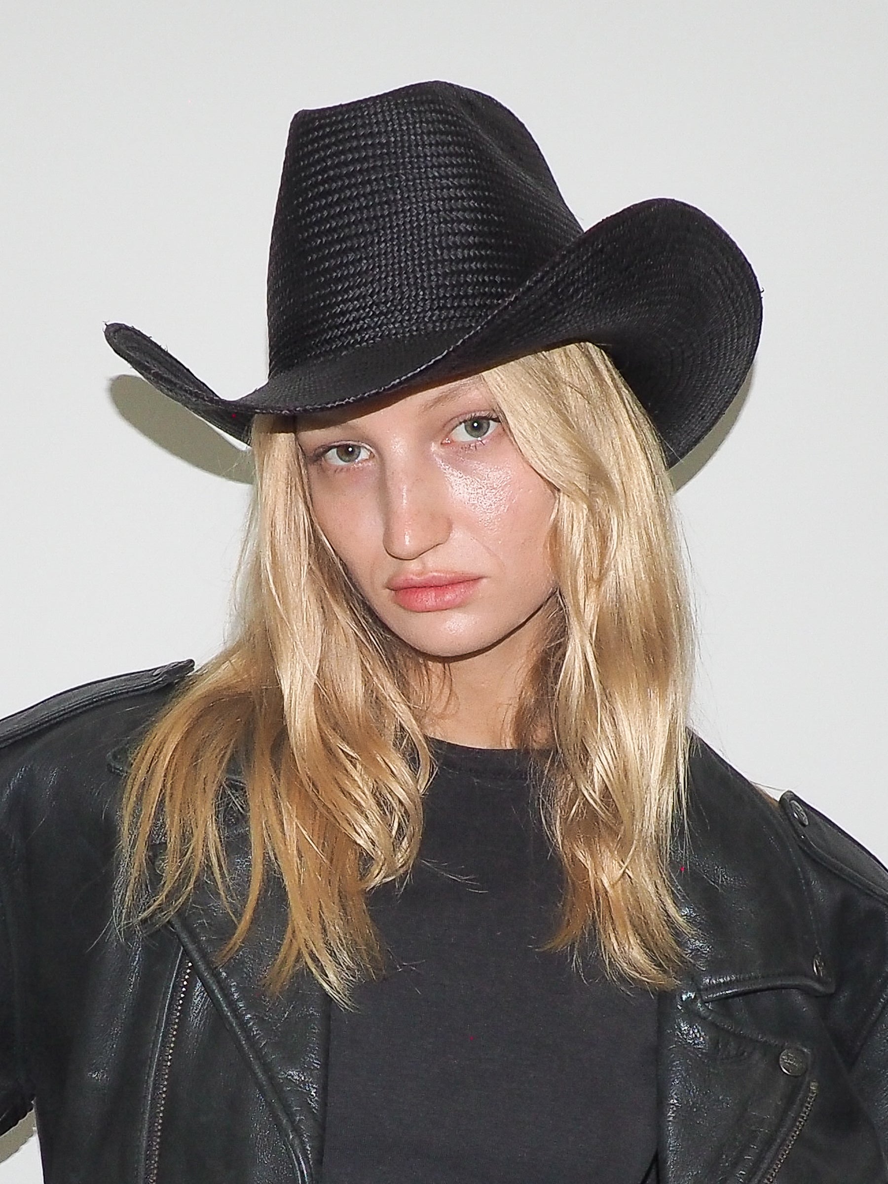 Cowboy Hat in Black Toquilla Straw - CLYDE