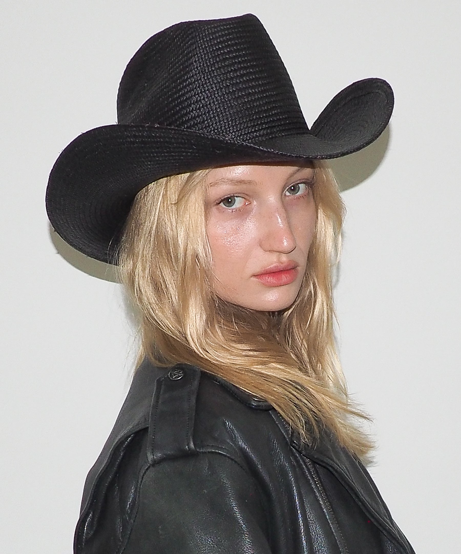 Cowboy Hat in Black Toquilla Straw - CLYDE