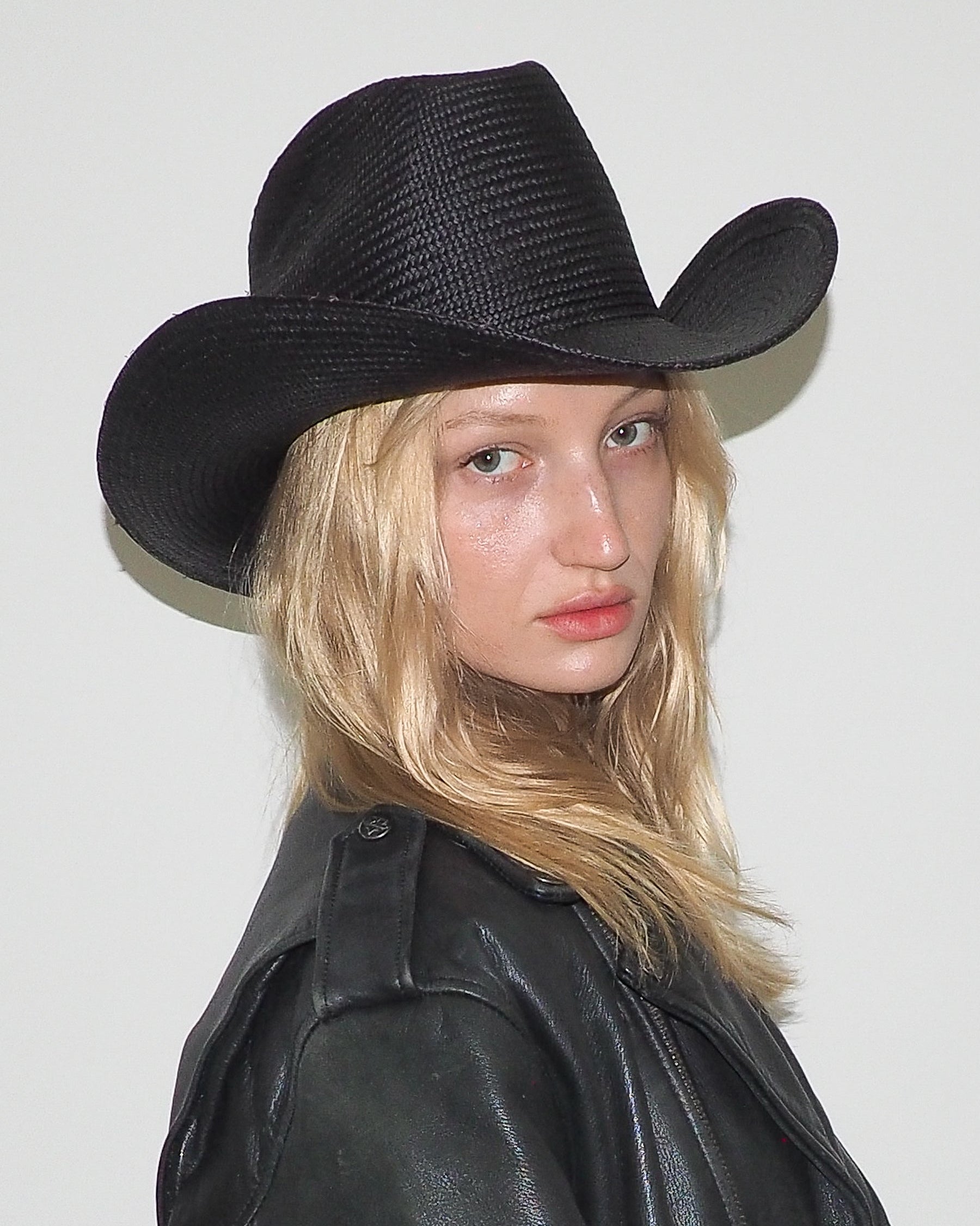 Cowboy Hat in Black Toquilla Straw - CLYDE