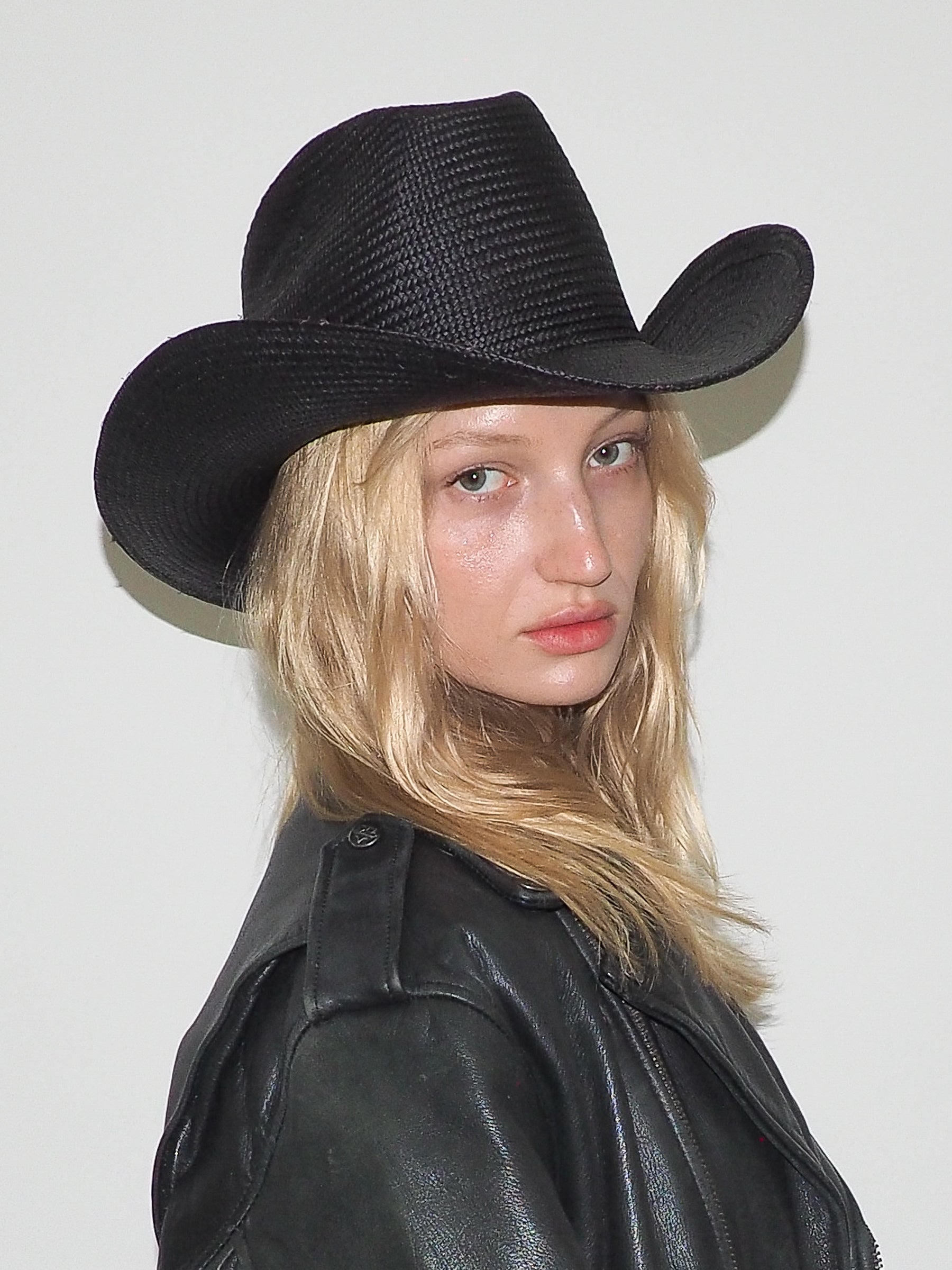 Cowboy Hat in Black Toquilla Straw - CLYDE
