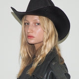 Cowboy Hat in Black Toquilla Straw - CLYDE