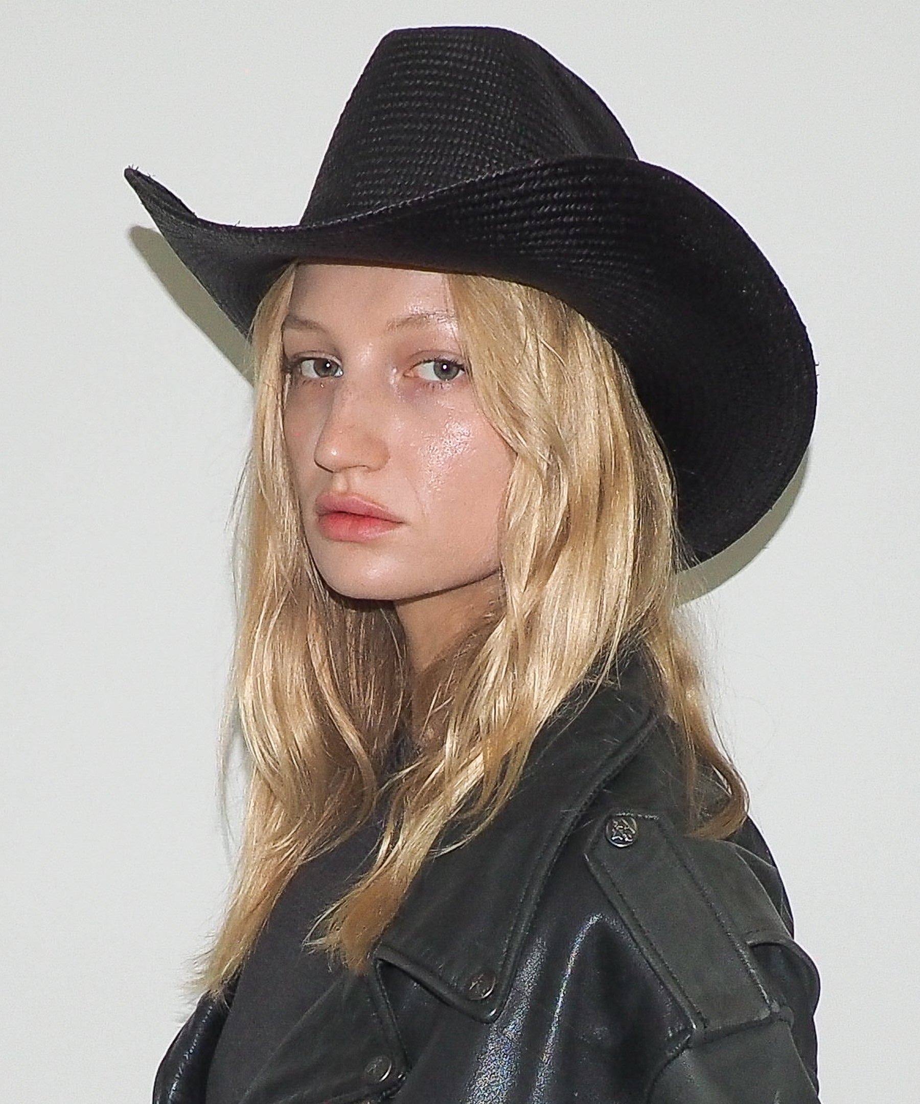 Cowboy Hat in Black Toquilla Straw - CLYDE