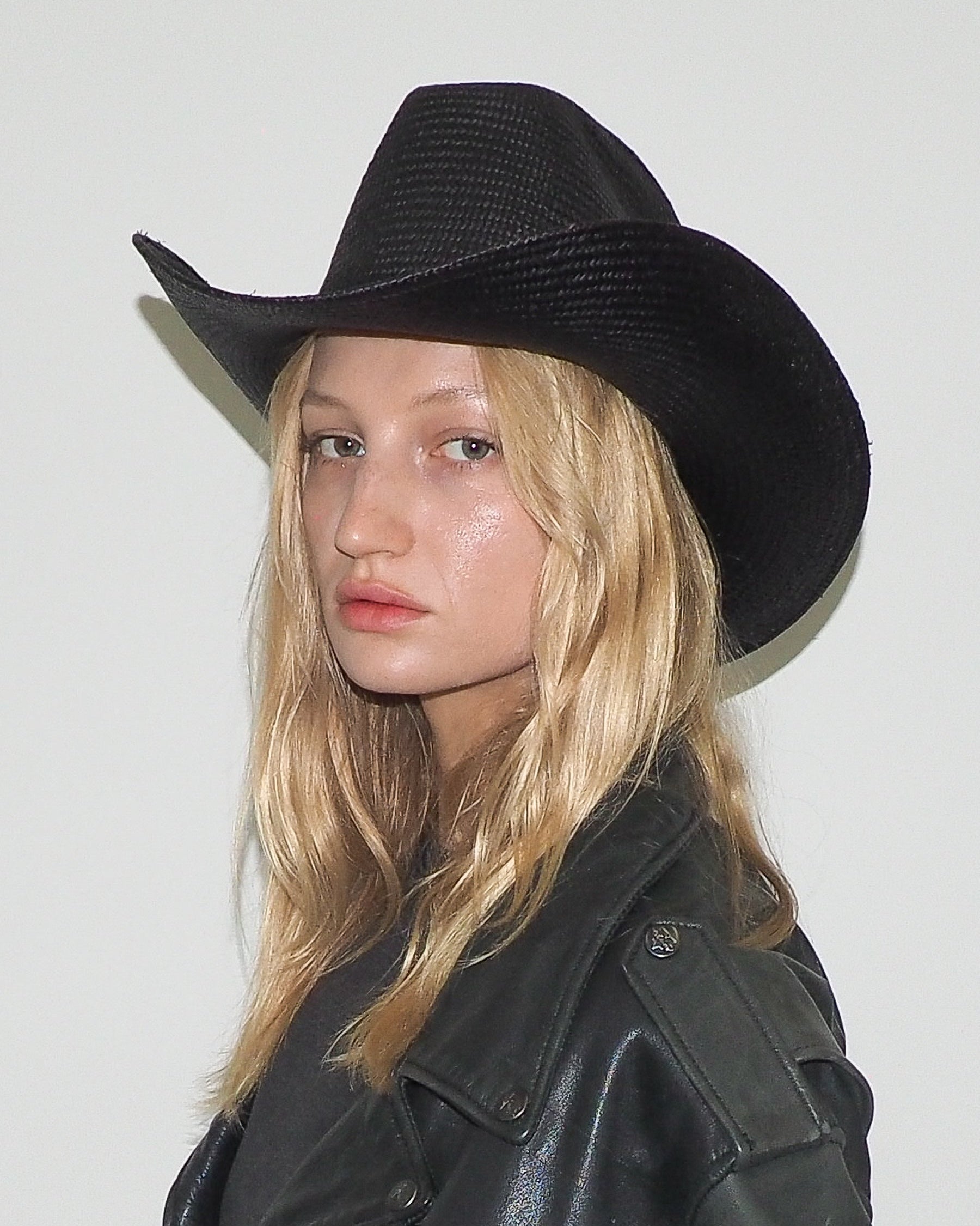 Cowboy Hat in Black Toquilla Straw - CLYDE