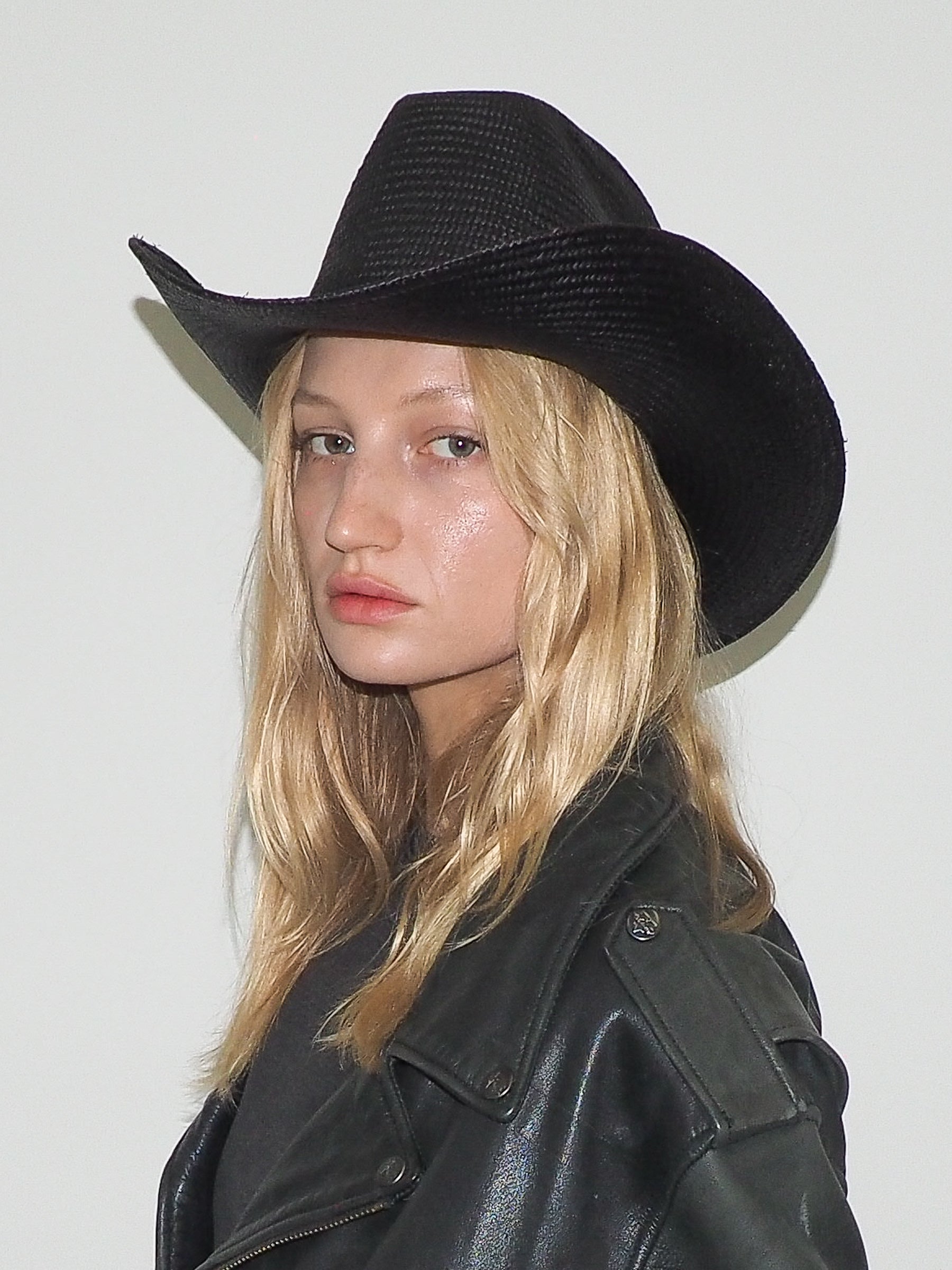 Cowboy Hat in Black Toquilla Straw - CLYDE