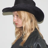 Cowboy Hat in Black Toquilla Straw - CLYDE