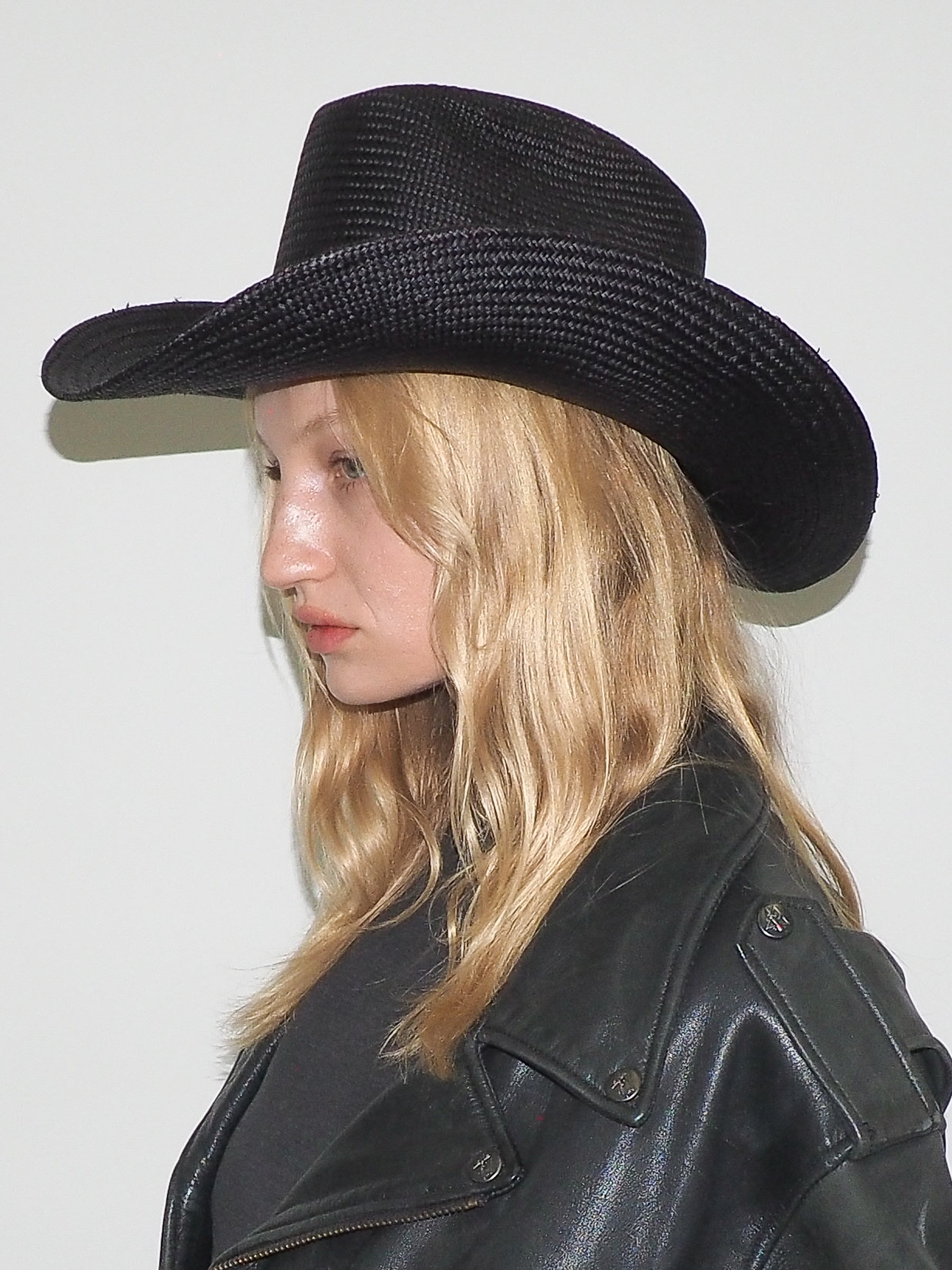 Cowboy Hat in Black Toquilla Straw - CLYDE