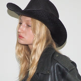 Cowboy Hat in Black Toquilla Straw - CLYDE