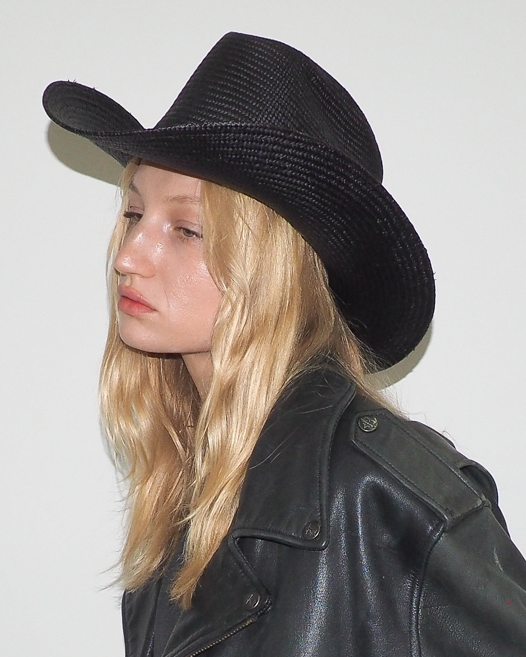 Cowboy Hat in Black Toquilla Straw - CLYDE