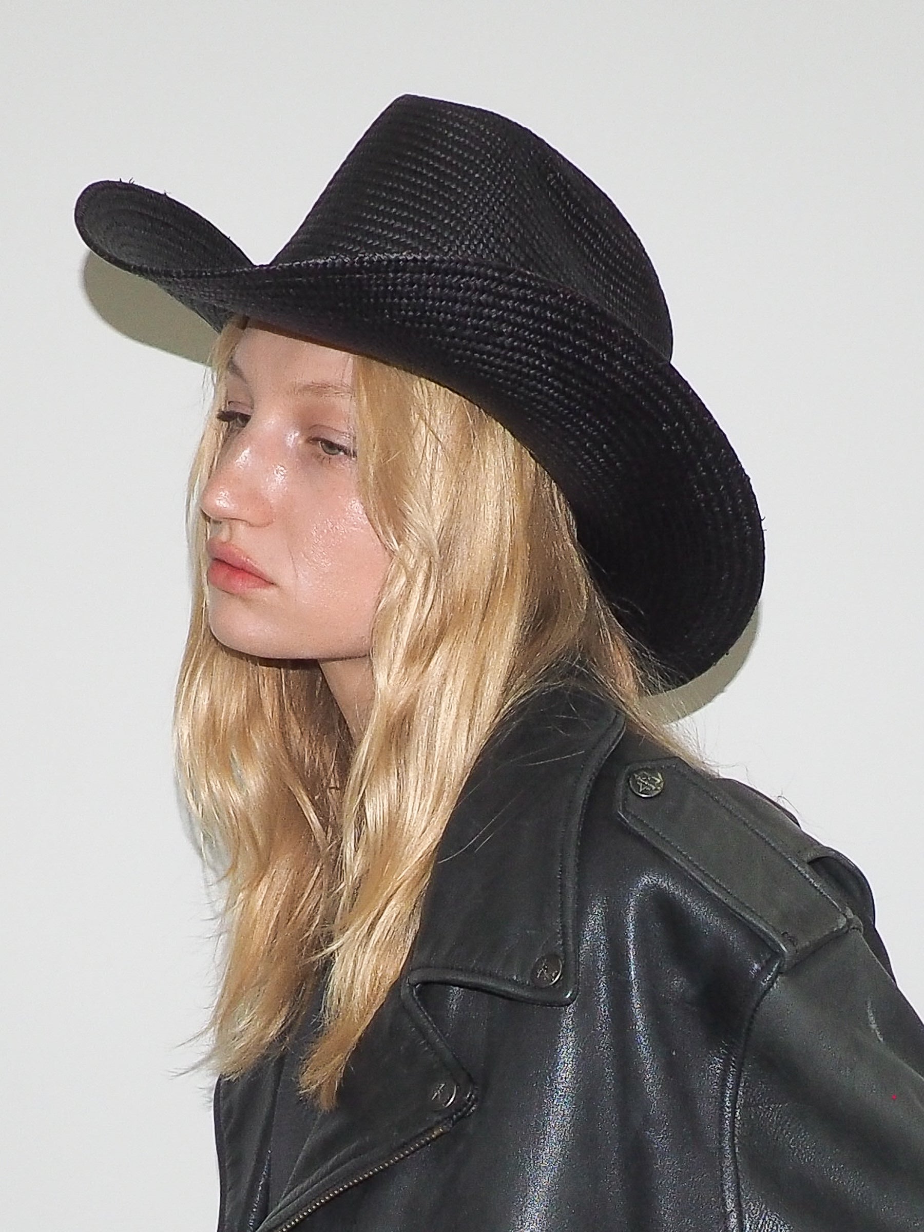 Cowboy Hat in Black Toquilla Straw - CLYDE