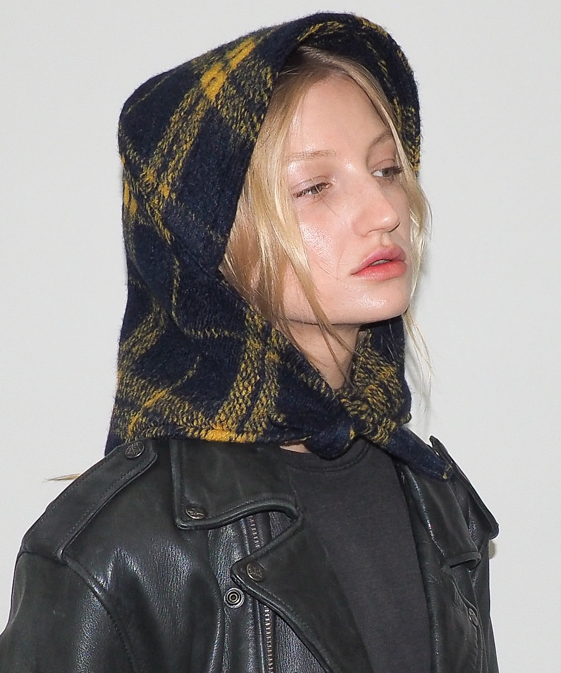 Bonnet in Navy & Yellow Plaid Wool Fleece - CLYDE