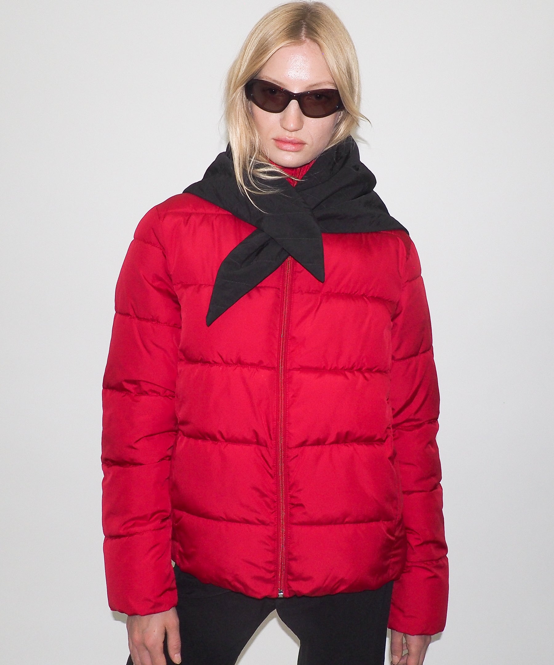 Puff Scarf in Black Flannel & Nylon - CLYDE