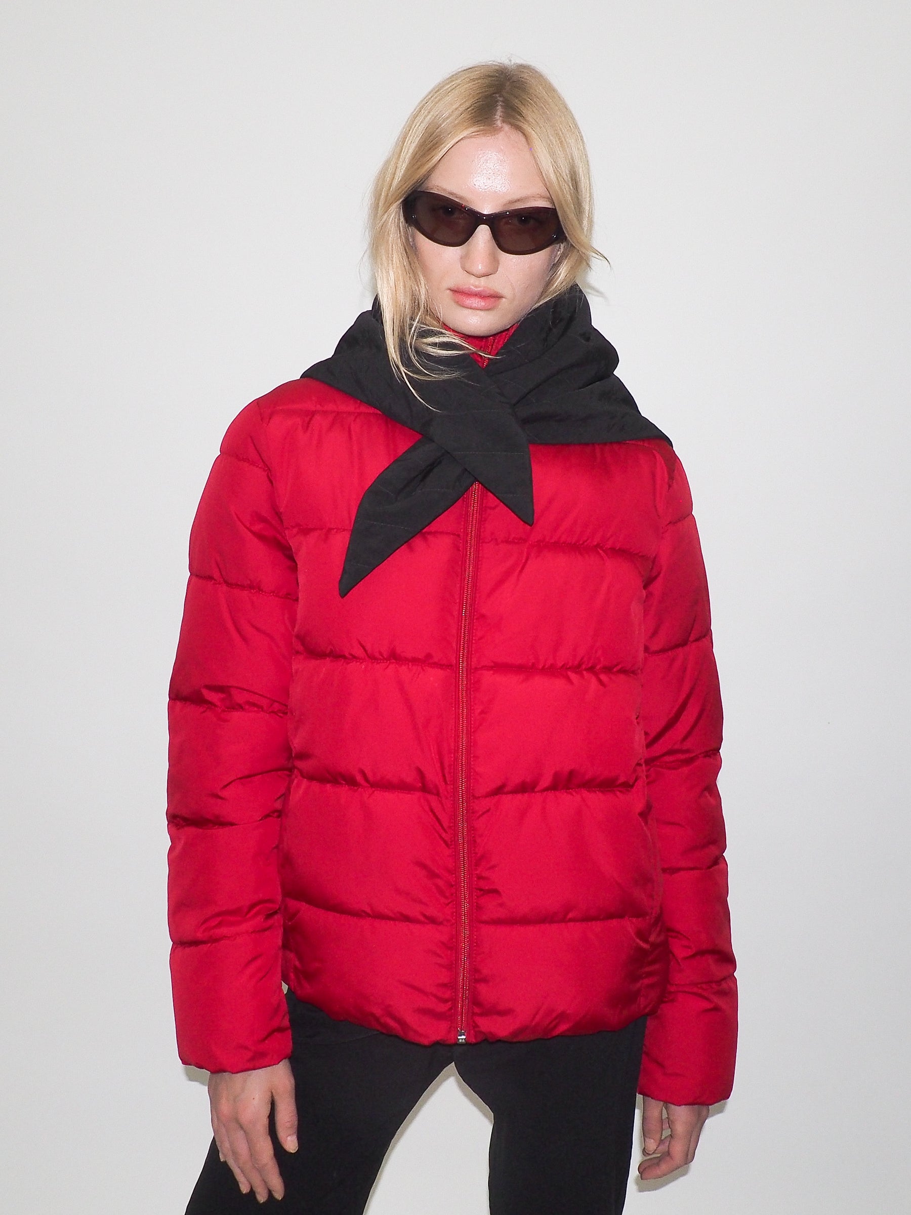 Puff Scarf in Black Flannel & Nylon - CLYDE