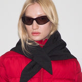 Puff Scarf in Black Flannel & Nylon - CLYDE