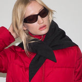 Puff Scarf in Black Flannel & Nylon - CLYDE