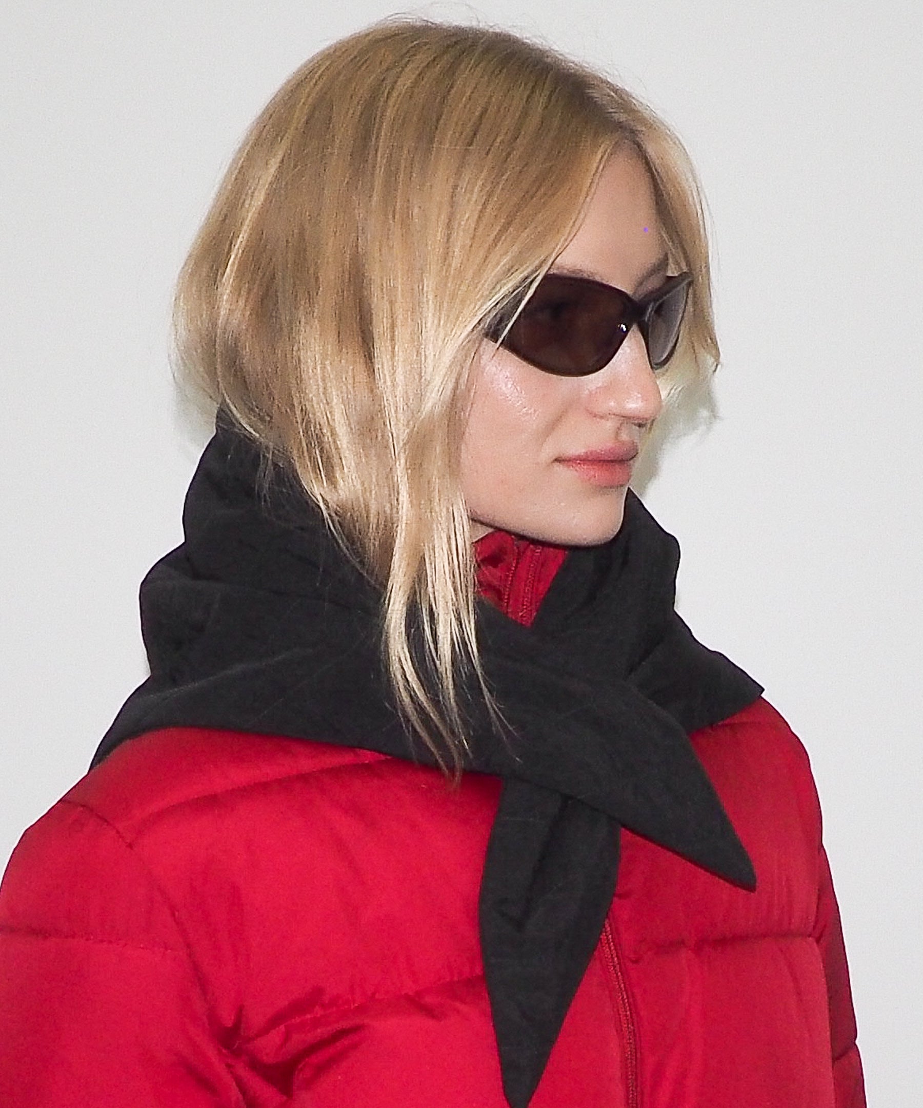 Puff Scarf in Black Flannel & Nylon - CLYDE