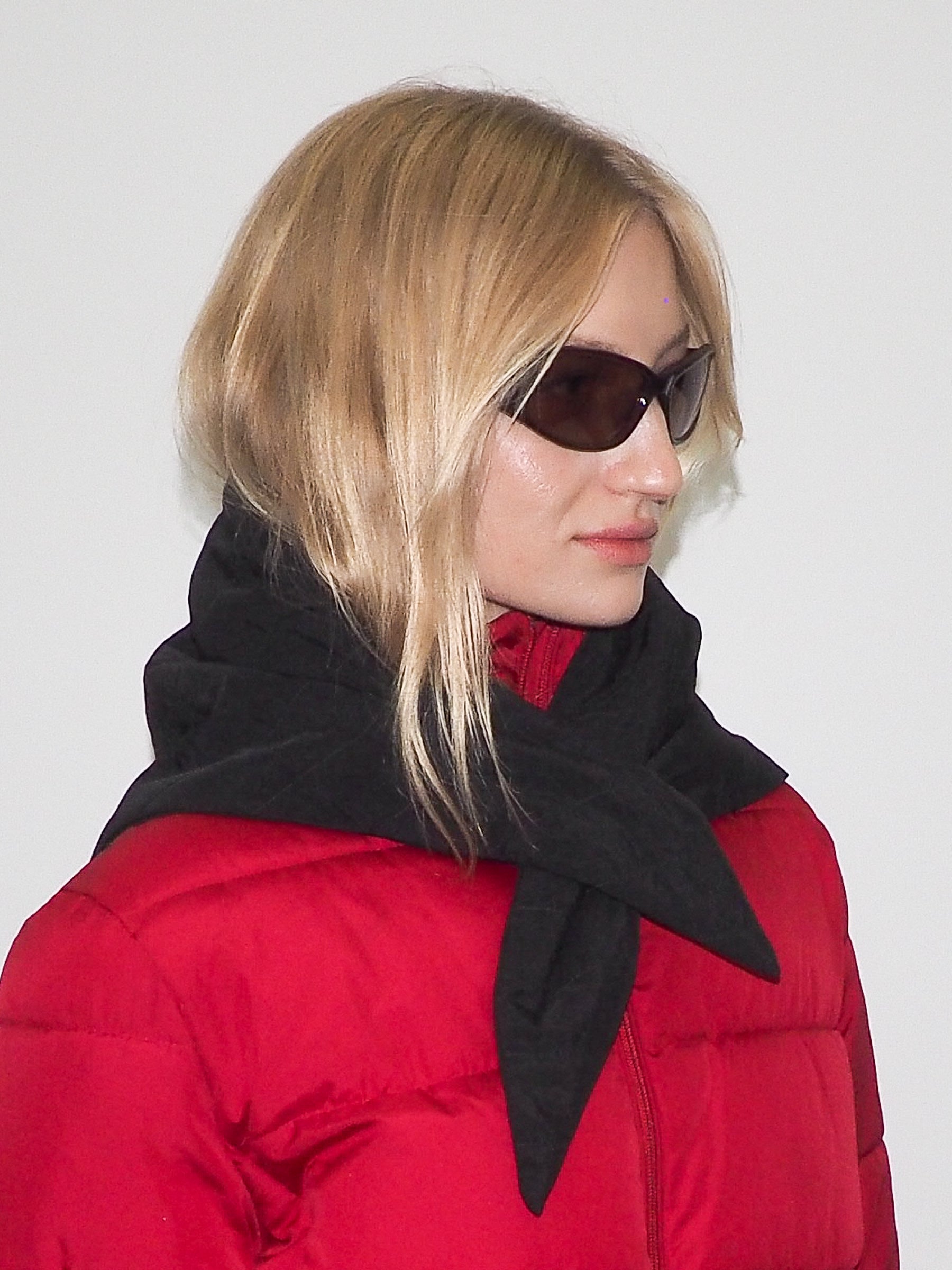 Puff Scarf in Black Flannel & Nylon - CLYDE