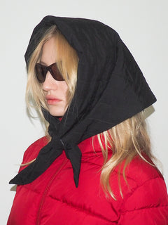 Puff Scarf in Black Flannel & Nylon - CLYDE