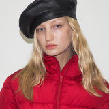Lambskin Beret in Black - CLYDE