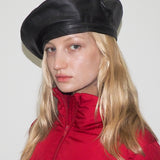 Lambskin Beret in Black - CLYDE