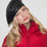 Lambskin Beret in Black - CLYDE