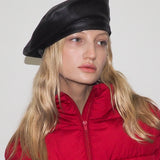 Lambskin Beret in Black - CLYDE