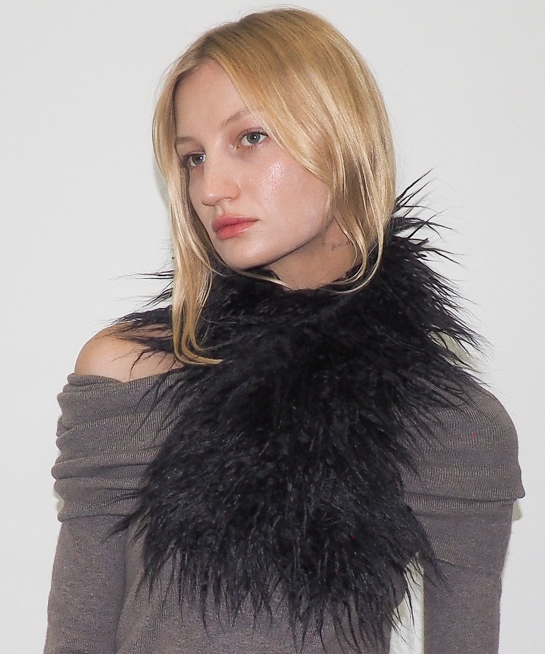 Sue Scarf in Black Faux Yak - CLYDE