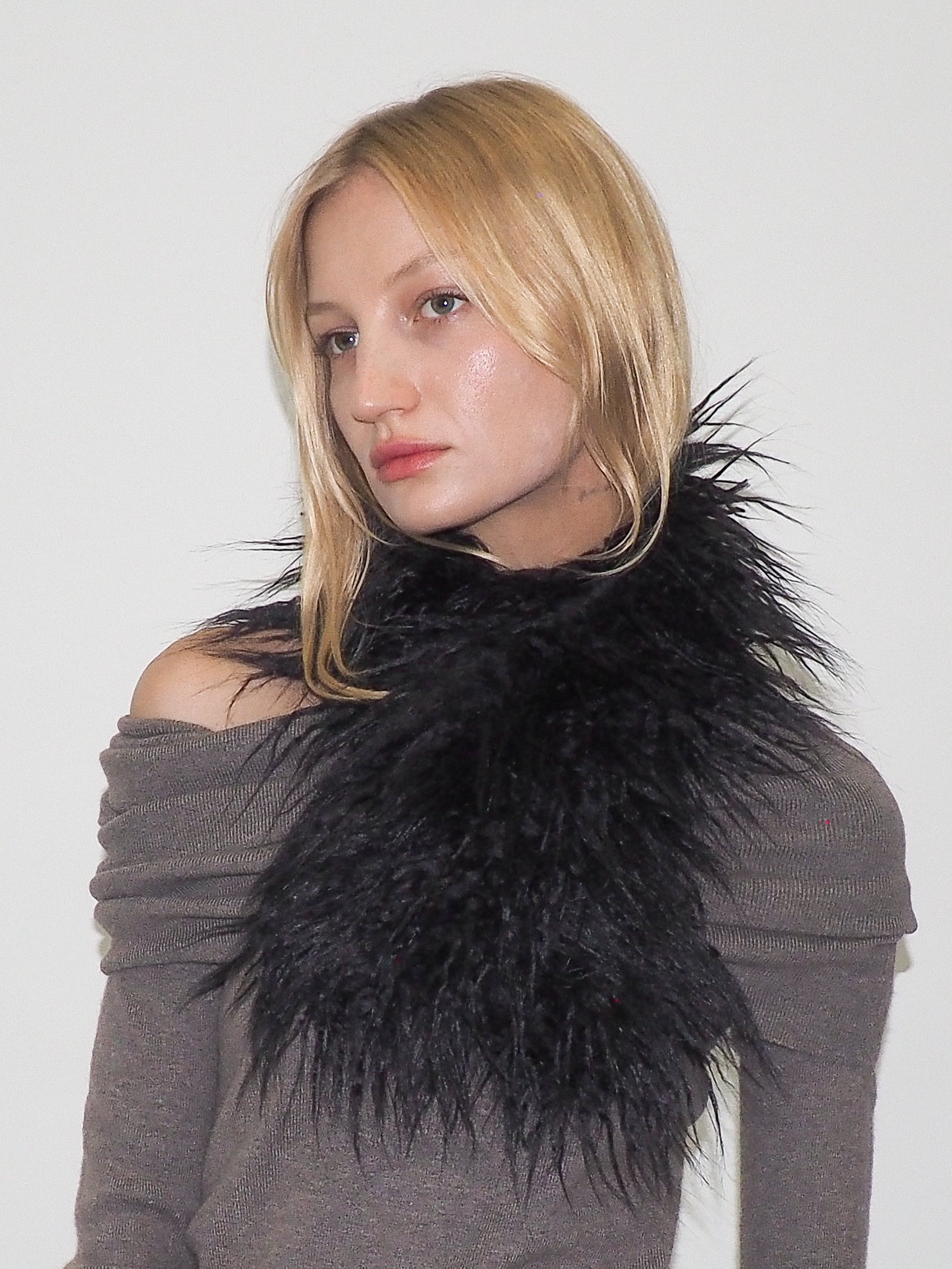 Sue Scarf in Black Faux Yak - CLYDE