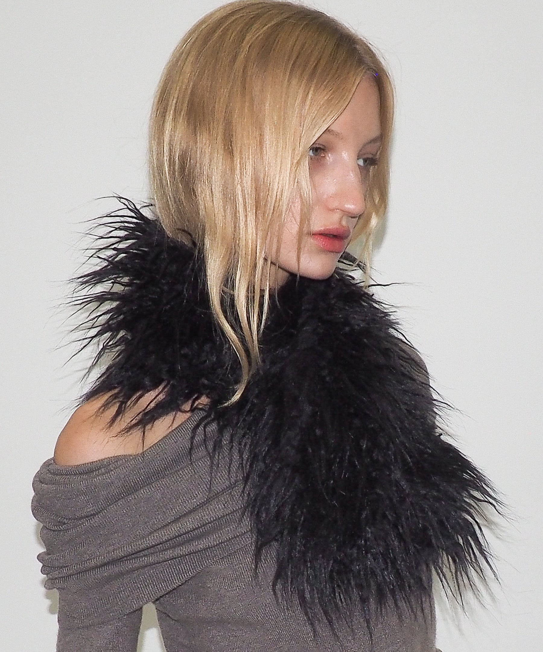 Sue Scarf in Black Faux Yak - CLYDE