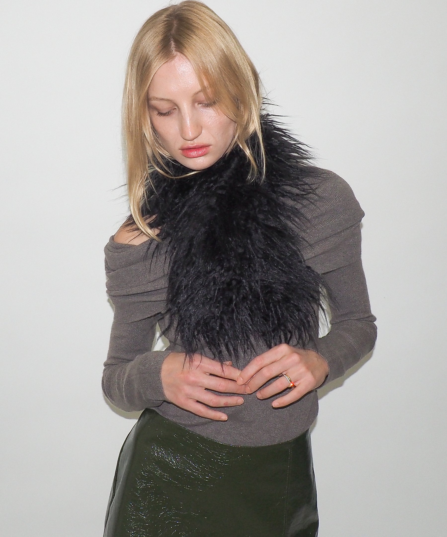 Sue Scarf in Black Faux Yak - CLYDE