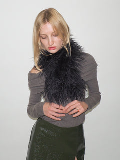 Sue Scarf in Black Faux Yak - CLYDE