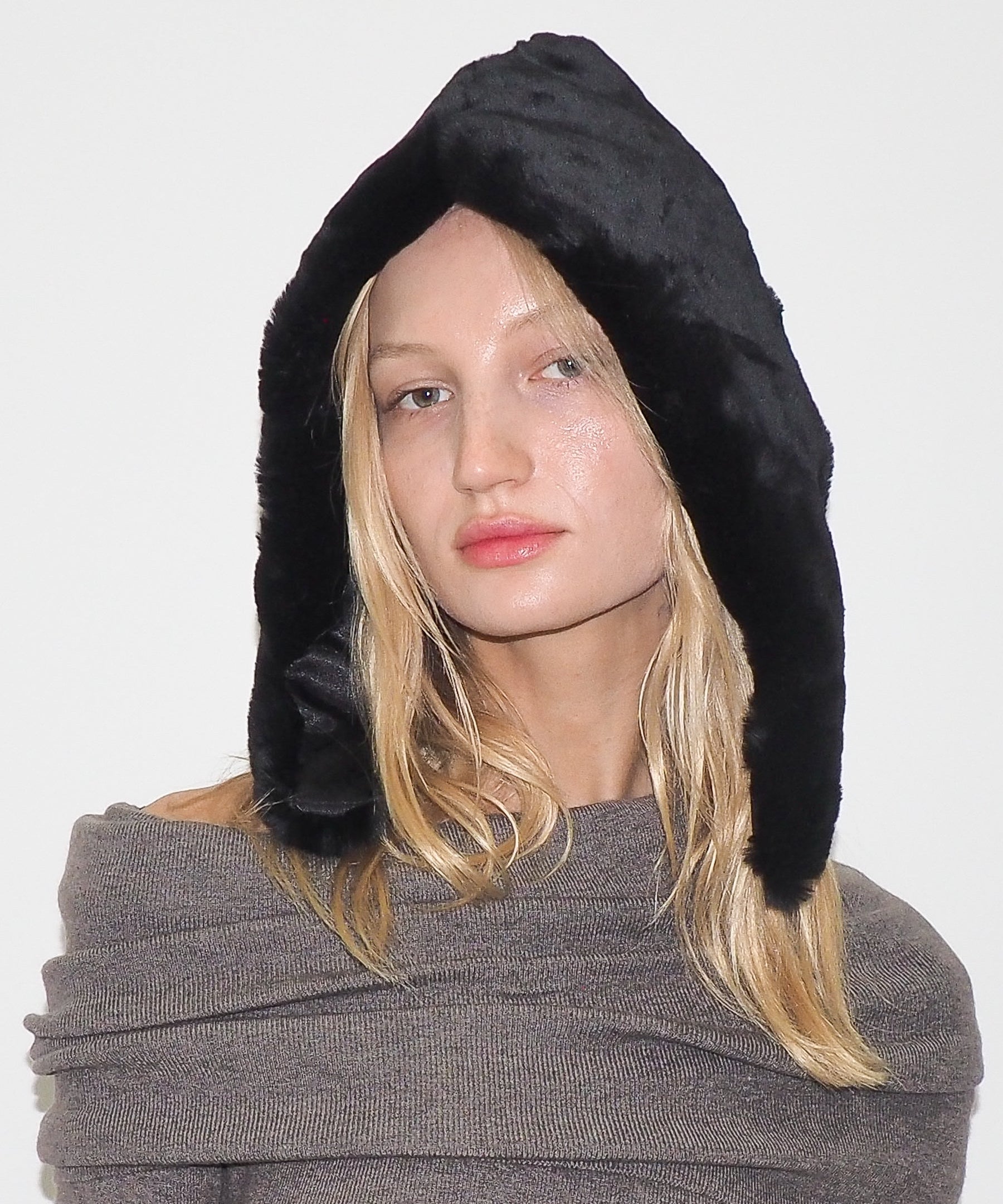 Sno Hood in Black Faux - CLYDE