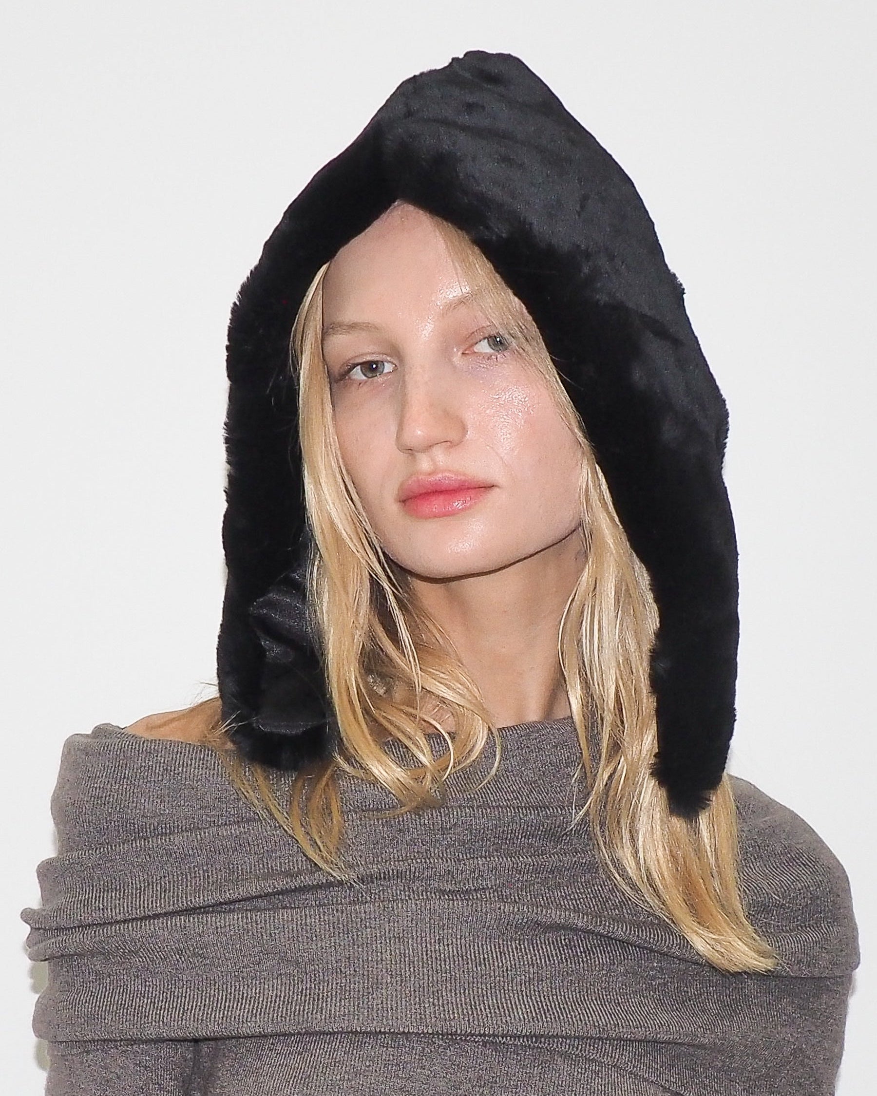 Sno Hood in Black Faux - CLYDE