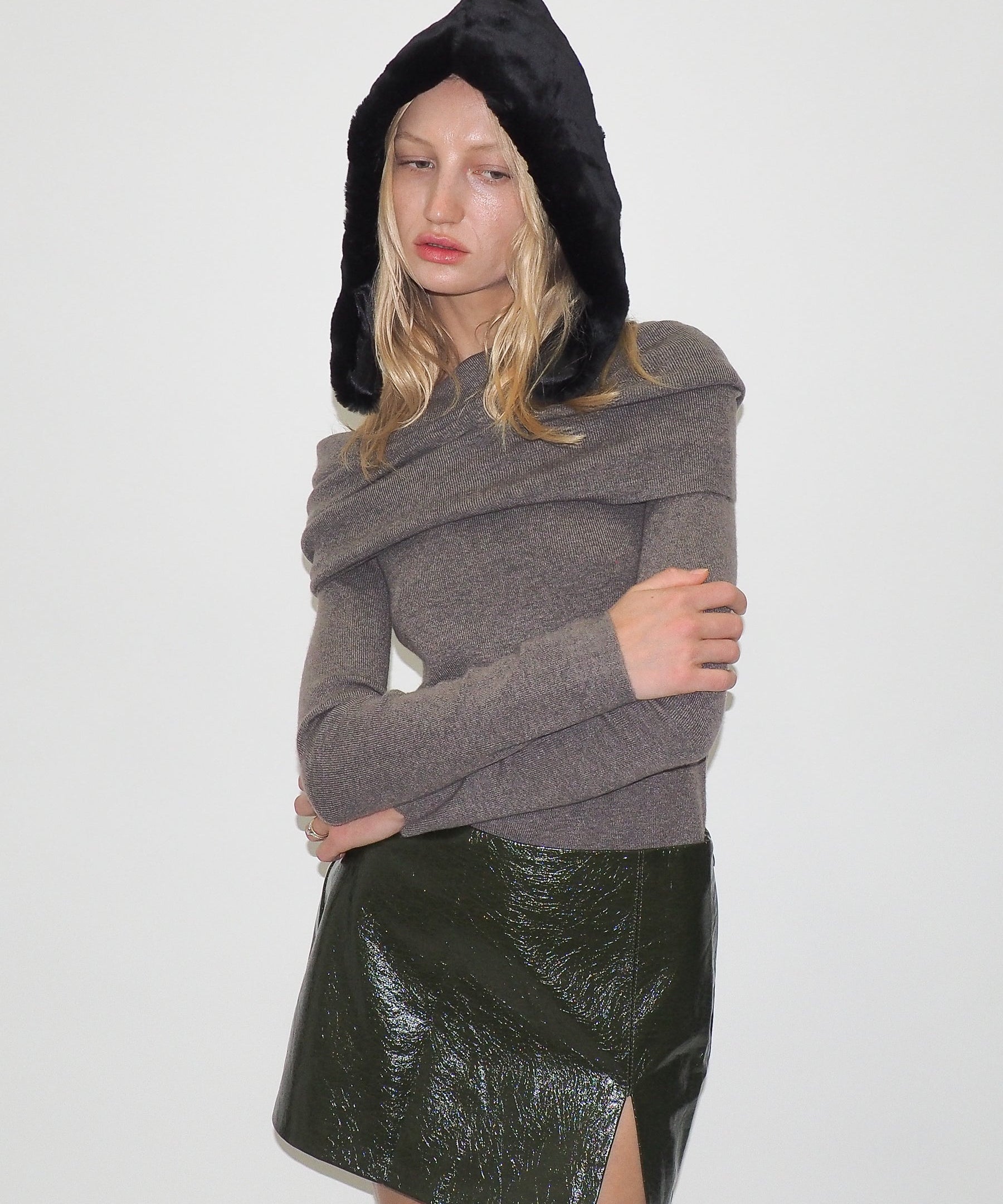 Sno Hood in Black Faux - CLYDE