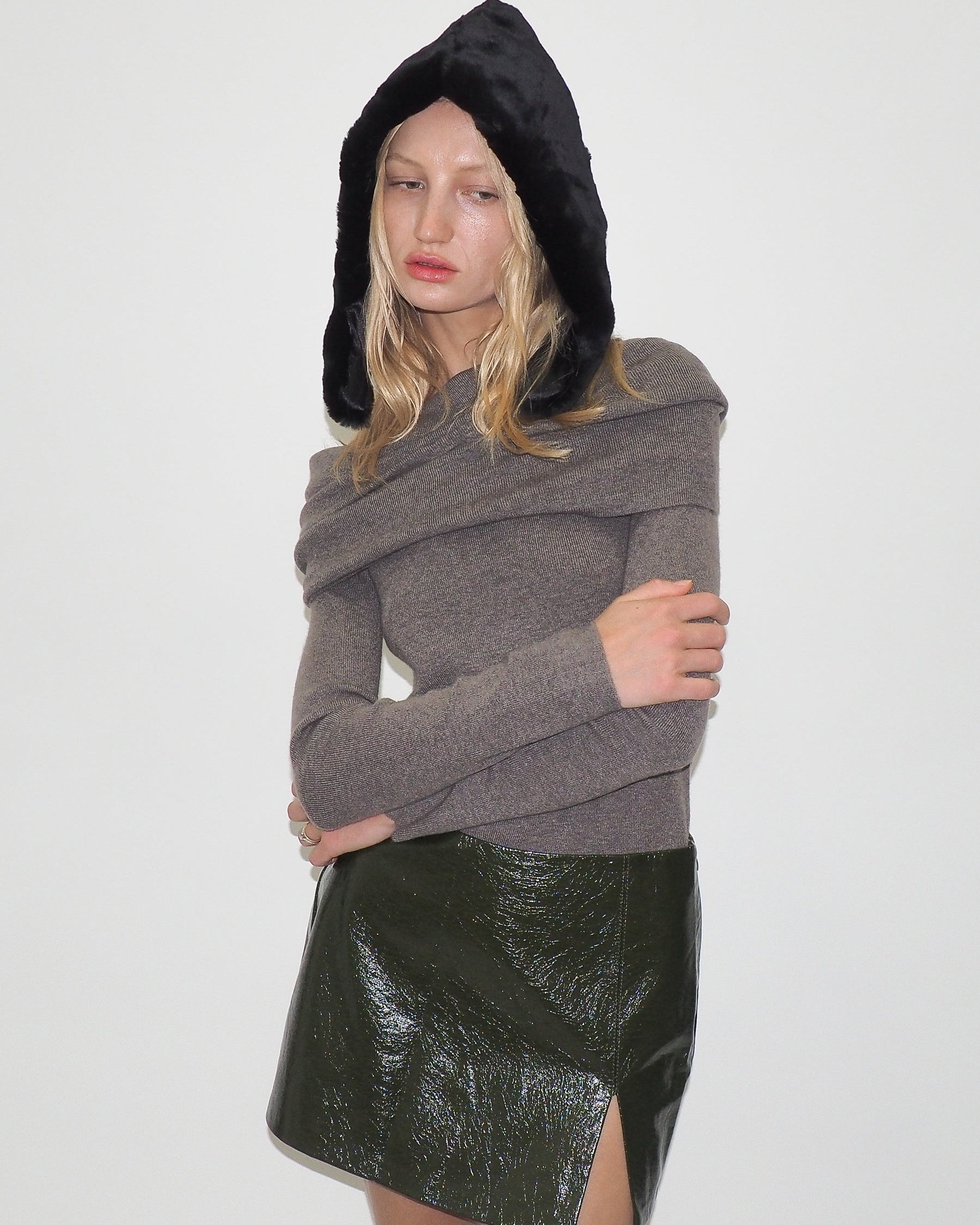 Sno Hood in Black Faux - CLYDE