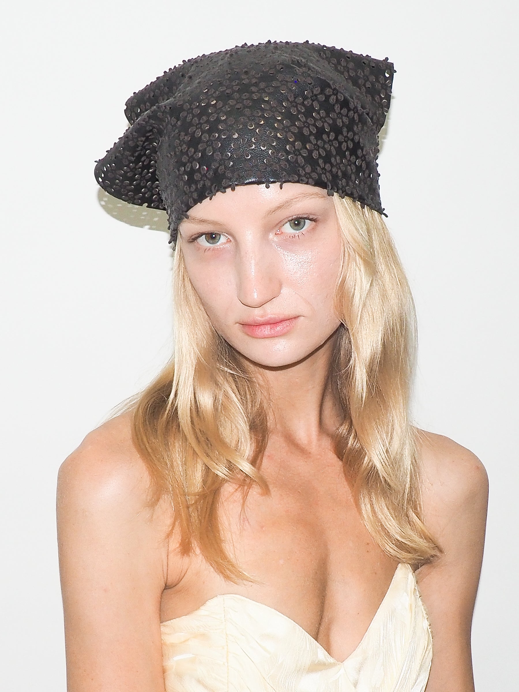 Vita Scarf in Espresso Flowers Lambskin - CLYDE