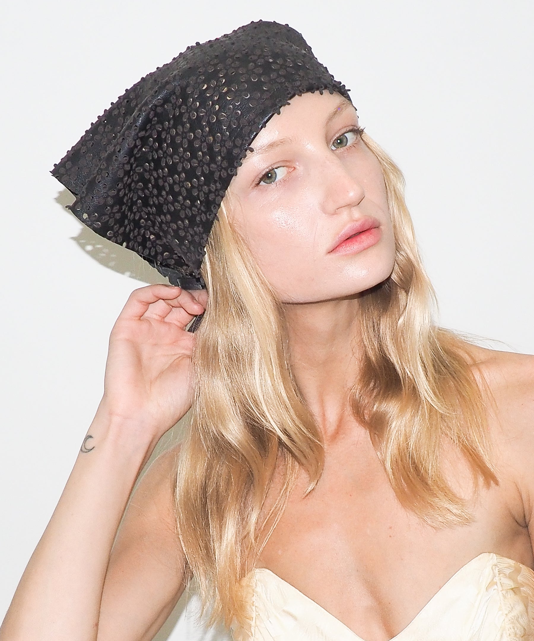 Vita Scarf in Espresso Flowers Lambskin - CLYDE