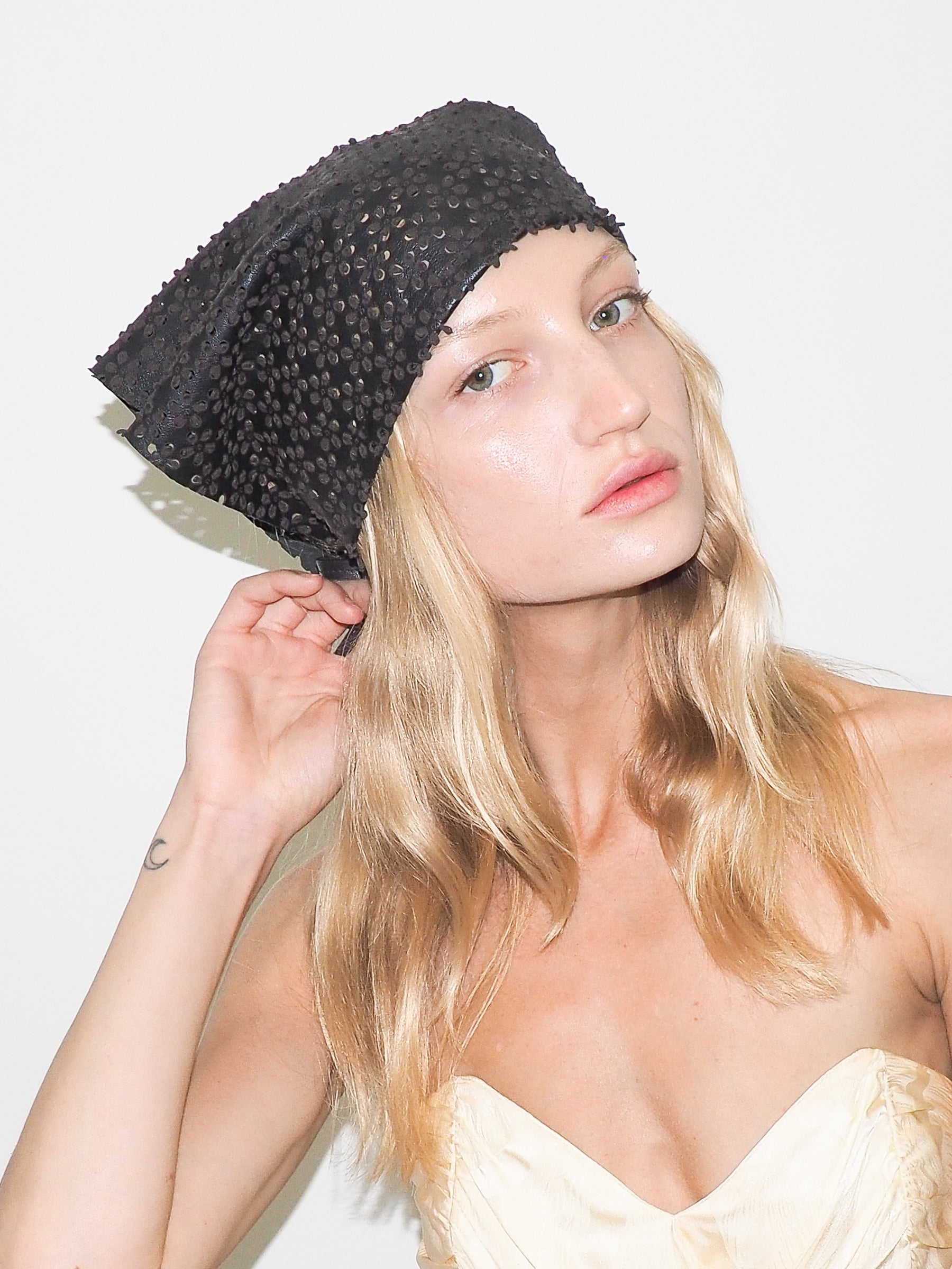 Vita Scarf in Espresso Flowers Lambskin - CLYDE