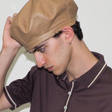 Lambskin Beret in Tan - CLYDE