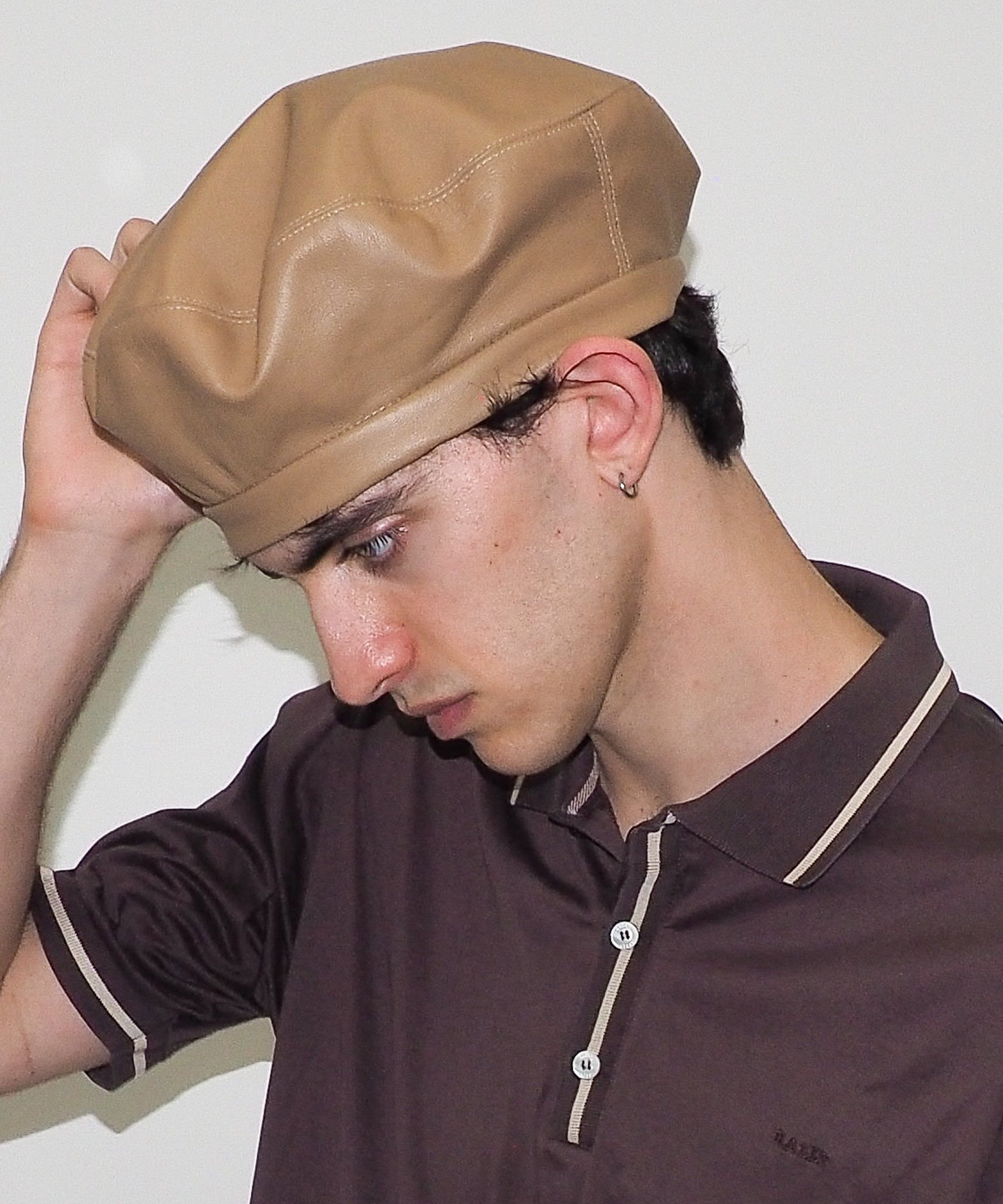 Lambskin Beret in Tan - CLYDE