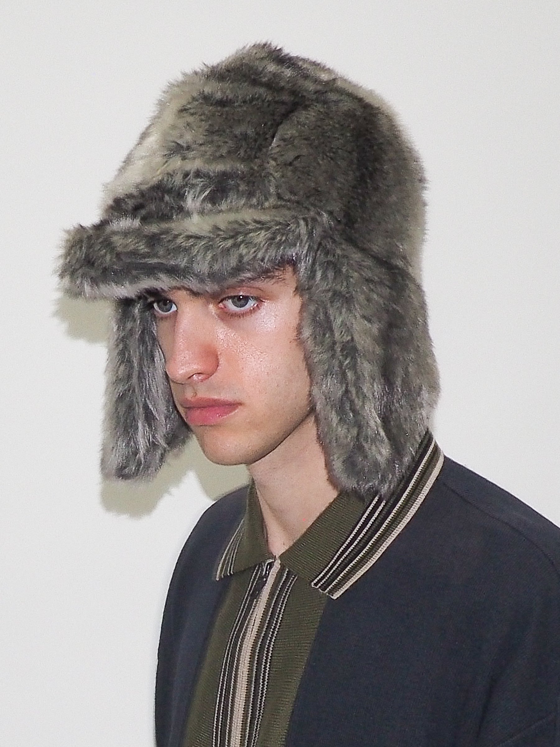 Ice Hat in Grey Faux Chinchilla - CLYDE