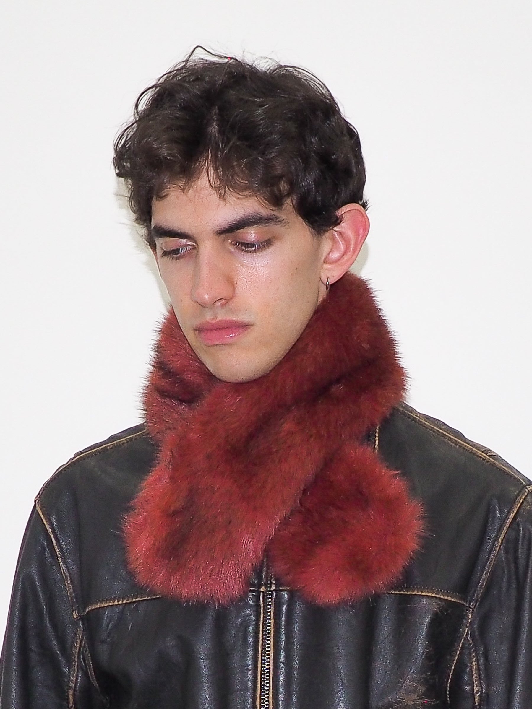 Sue Scarf in Red Faux Fox - CLYDE
