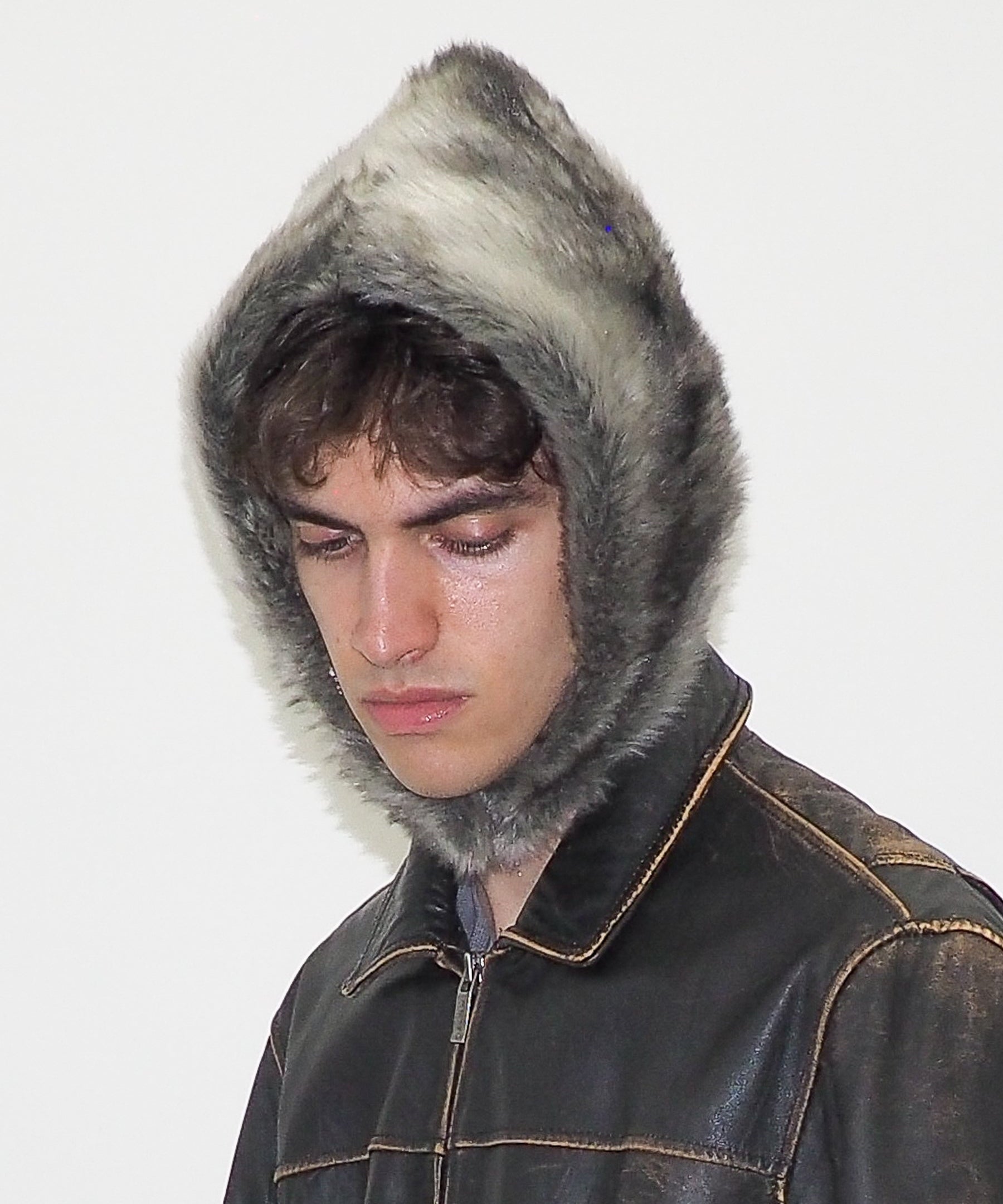 Sno Hood in Grey Faux Chinchilla - CLYDE