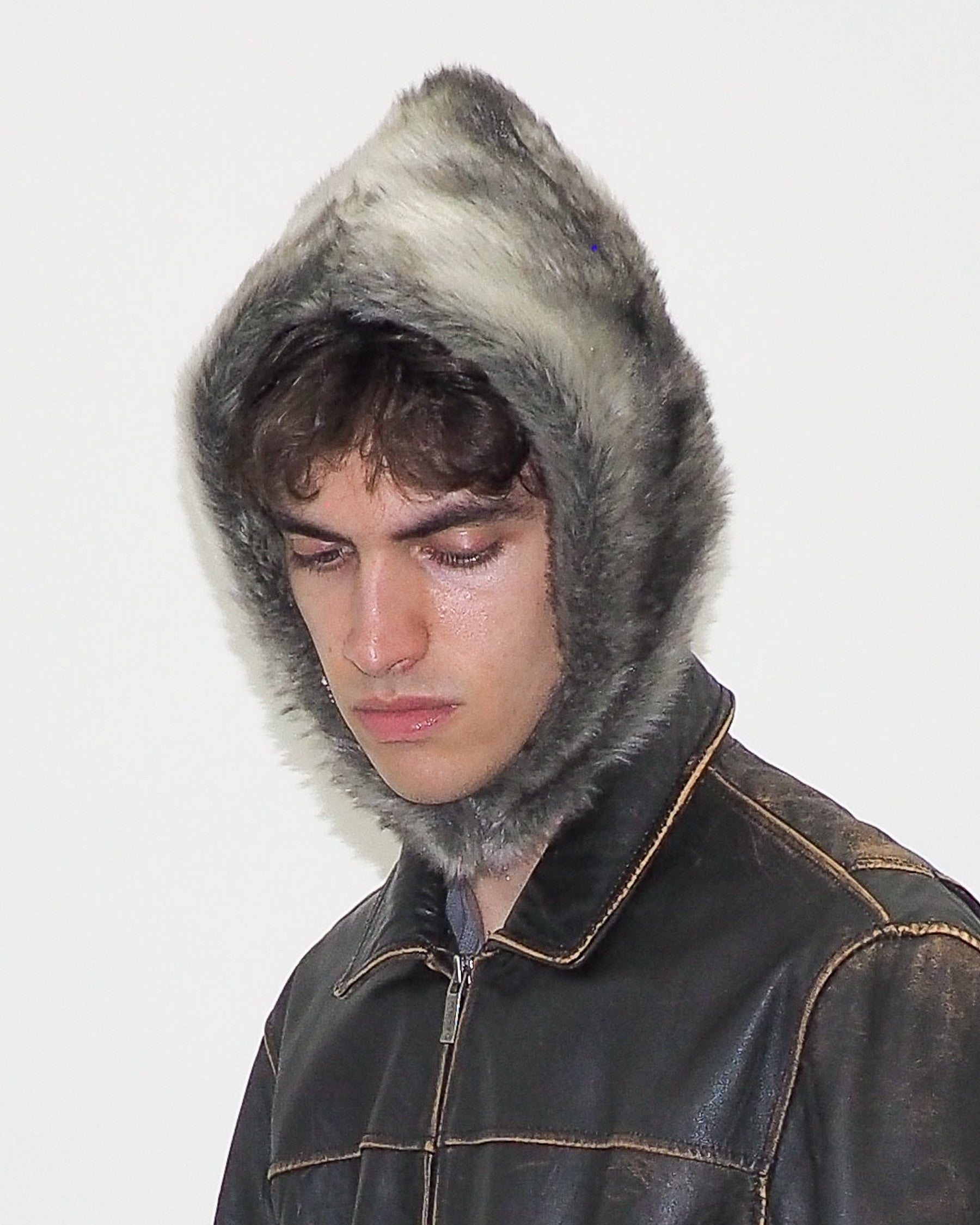 Sno Hood in Grey Faux Chinchilla - CLYDE